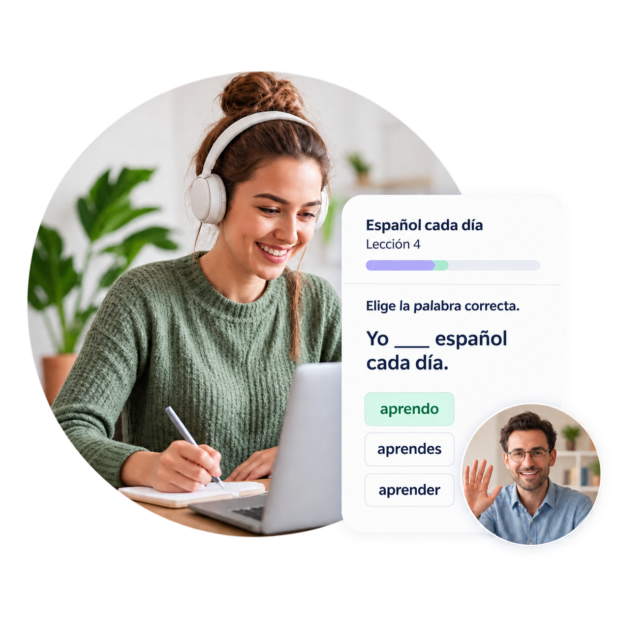 Learn Spanish online with optional personal lessons.
